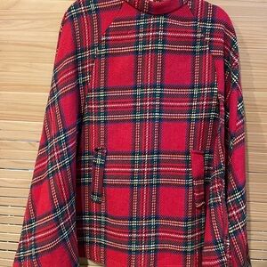 Christmas plaid, SHEIN Red Plaid Cape Jacket